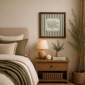 Framed 50x50cm Striped Wall Art | Floral Bunch