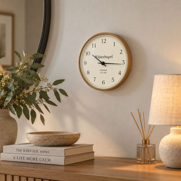 25cms Wall Clock | Light Wood Effect