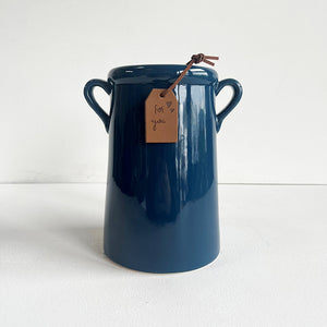 Dark Blue Ceramic Milk Churn Vases | 2 Sizes Available
