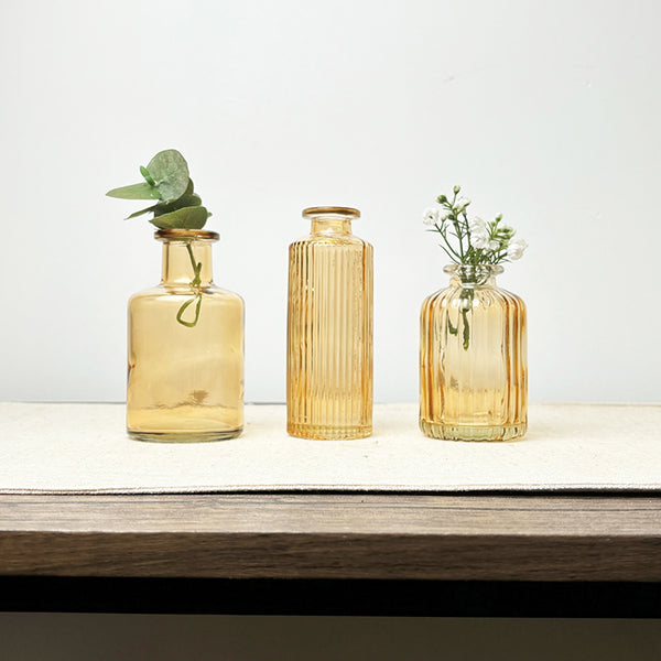 Burnt Orange Glass Bud Vases | Set of 3