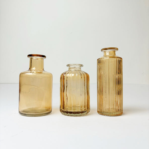 Burnt Orange Glass Bud Vases | Set of 3
