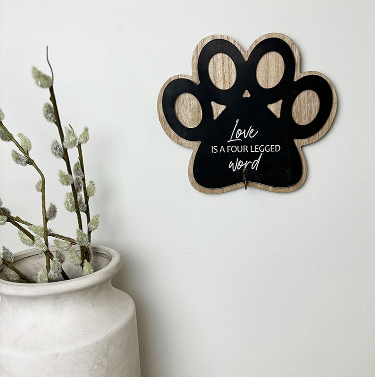 Paw Print Wooden Plaque