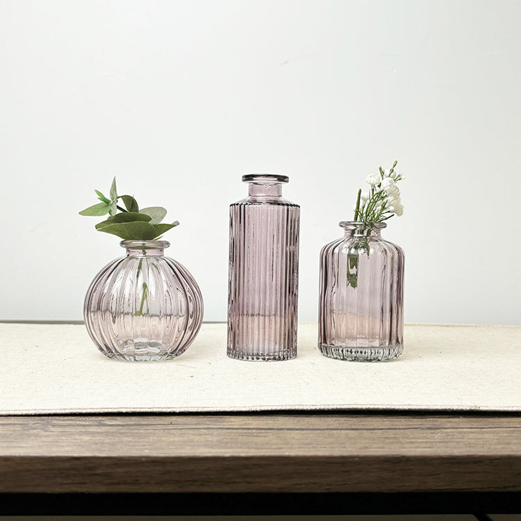 Amethyst Glass Bud Vases | Set of 3
