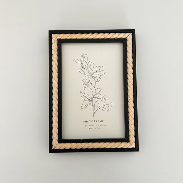 6x4" Black Photo Frame | Natural Swirl