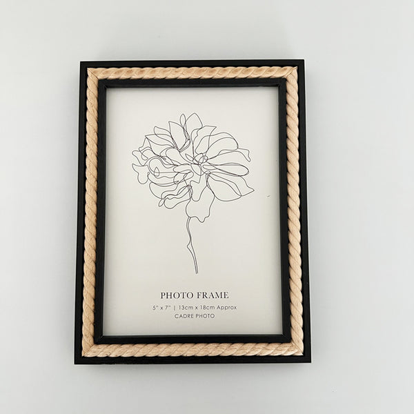 7x5" Black Photo Frame | Natural Swirl