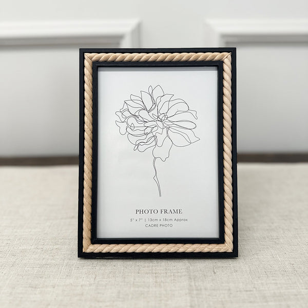 7x5" Black Photo Frame | Natural Swirl