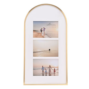 Gold Arch Topped Photo Frame | 3 6x4" Apertures