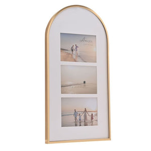Gold Arch Topped Photo Frame | 3 6x4" Apertures