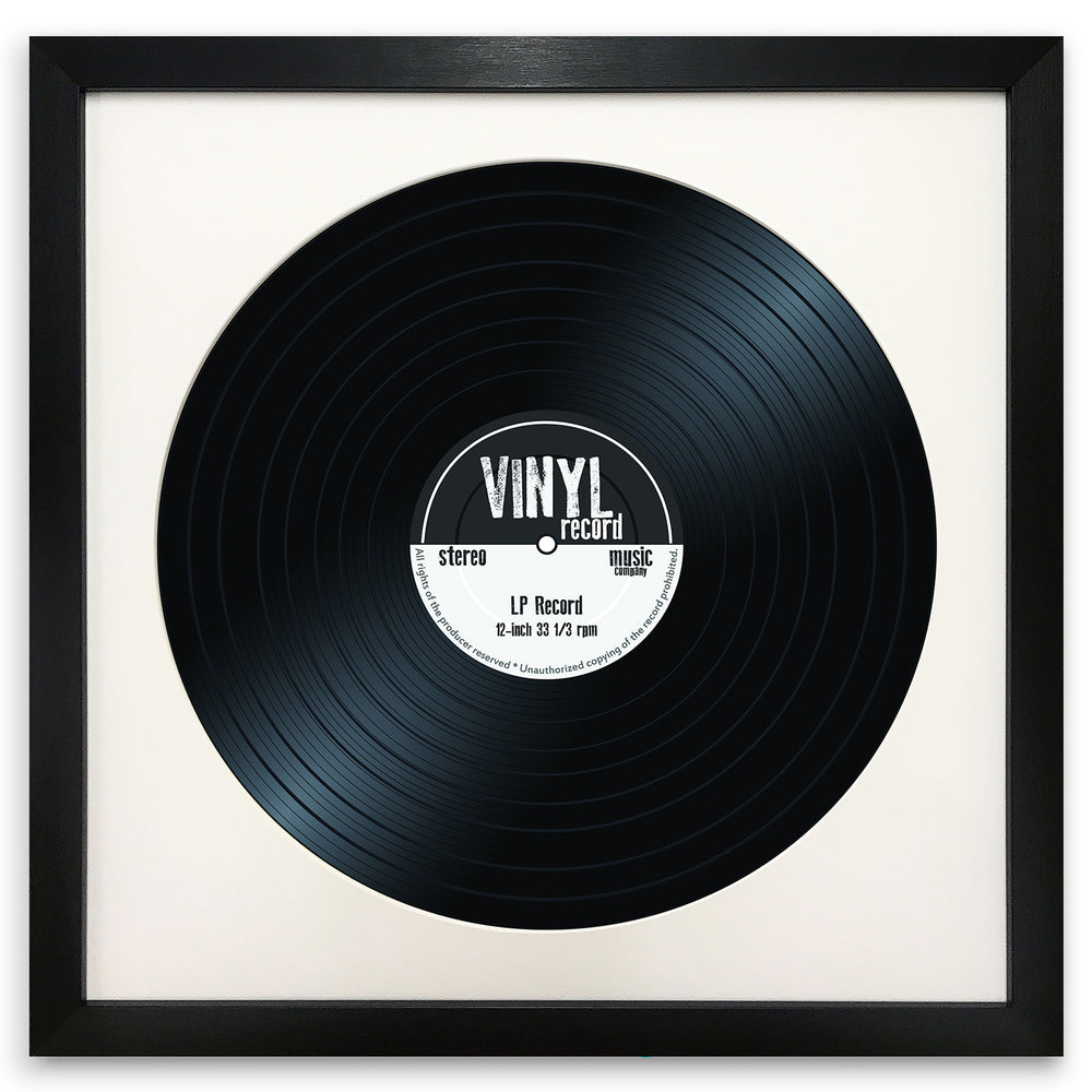 12" Vinyl Black Frame with White Mount (14"x14") - photoframesandart