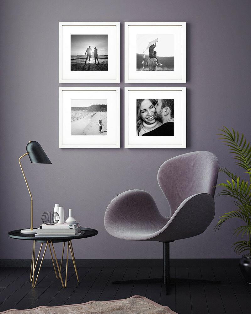 16 X 16 White Oxford Photo Frames with couple photos in a Room Setting 