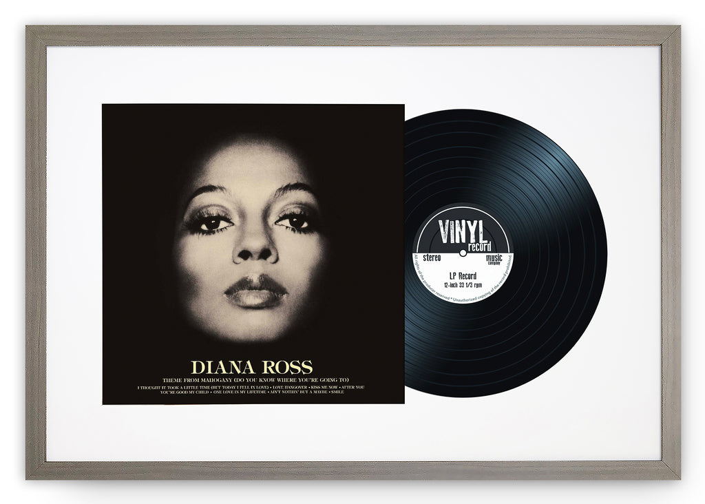 12" Vinyl LP Record and Album Cover Grey Frame with White Mount (25"x17") - photoframesandart
