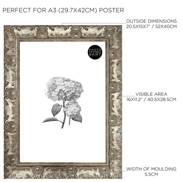 A3 Frame With Glass | Antique No Mount