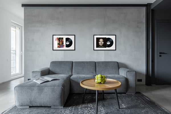 12" Vinyl LP Record and Album Cover Black Frame with White Mount (25"x17") - photoframesandart
