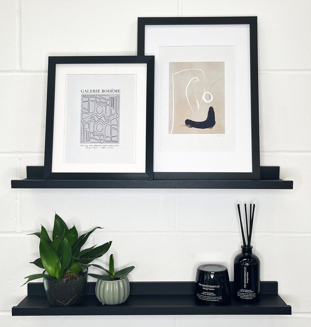 Black Picture Ledge Set Of Two - Picture Shelf | Floating Shelves - Wall Decor Pack Of 2 70 CM Wall Decor Picture Shelves