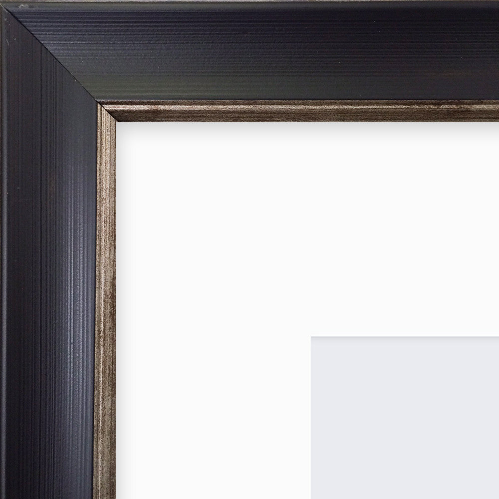 Falmouth Distressed Black Photo Frame 14x11" For 10x8" With White Mount - photoframesandart